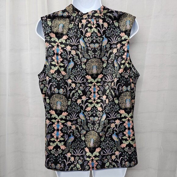 Modcloth Tank Peacock Art Deco Black Whimsigoth Goth Boho Floral 1X - Picture 5 of 11